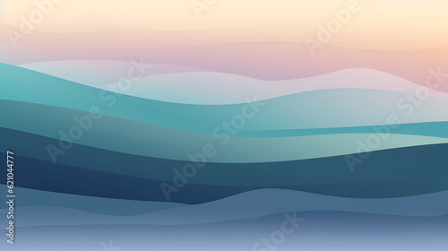 Abstract background with smooth wavy lines in pastel colors. Generative AI.