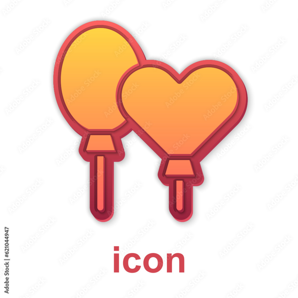 Gold Balloons with ribbon icon isolated on white background. Vector Gold Balloons with ribbon icon isolated on white background. Vector