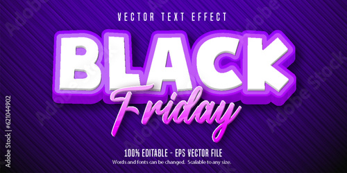 Black friday text, cartoon style editable text effect