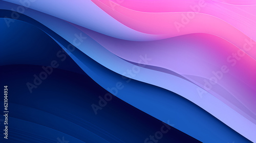 Abstract background with smooth lines in blue, pink and purple colors. Generative AI.