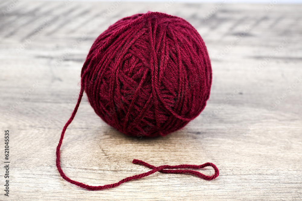 Maroon red ball crochet yarn