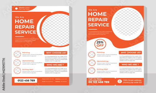 Professional handyman Flyer design template and Construction flyer design template