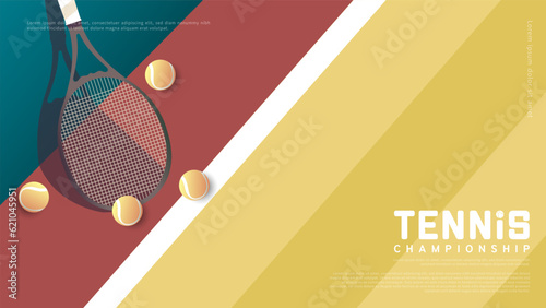 tennis racket against a wall in a tennis court ,Illustrations for use in online sporting events , Illustration Vector  EPS 10