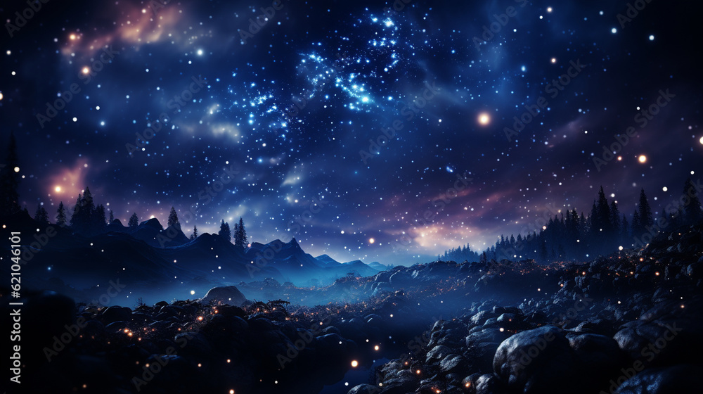 Glittering night sky with sparkling stars and a celestial aurora, Digital background Generative AI Glittering night sky with sparkling stars and a celestial aurora, Digital background Generative AI