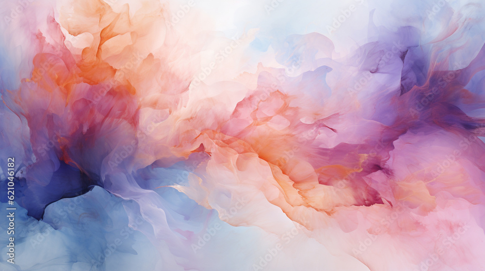 Abstract watercolor painting with splashes and blends of pastel hues, Digital background Generative AI