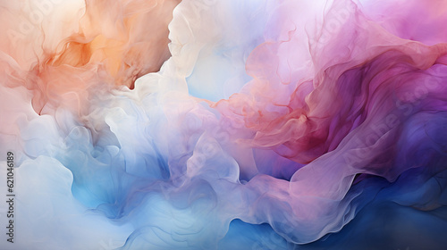 Abstract watercolor painting with splashes and blends of pastel hues, Digital background Generative AI