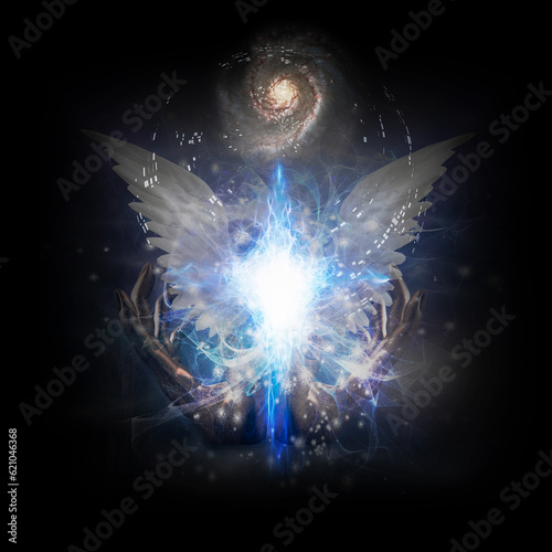 Bright star with white angel wings
