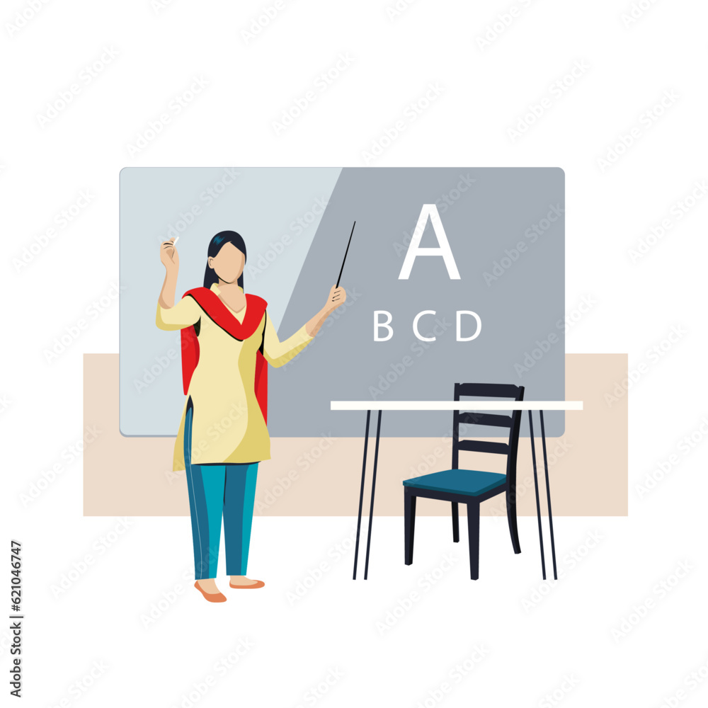 Fototapeta premium Teacher Teaching in Class Room Illustration