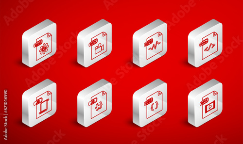 Set line MP4 file document, MOV, MP3, HTML, CSS, MAX, JS and icon. Vector
