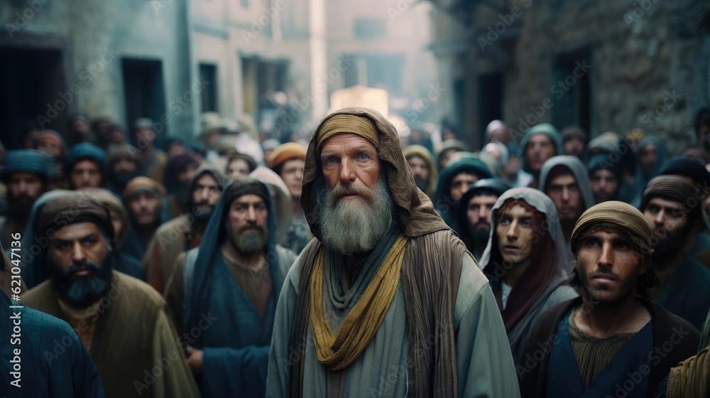 Fototapeta premium Jewish men in the street. Old testament. Biblical Scene