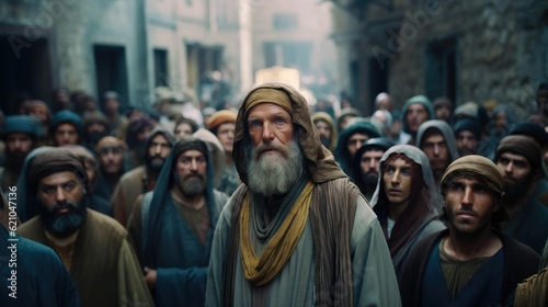 Photo Jewish men in the street. Old testament. Biblical Scene