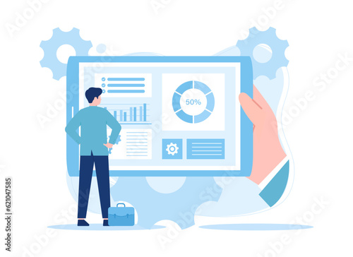 Analyze business profits trending concept flat illustration