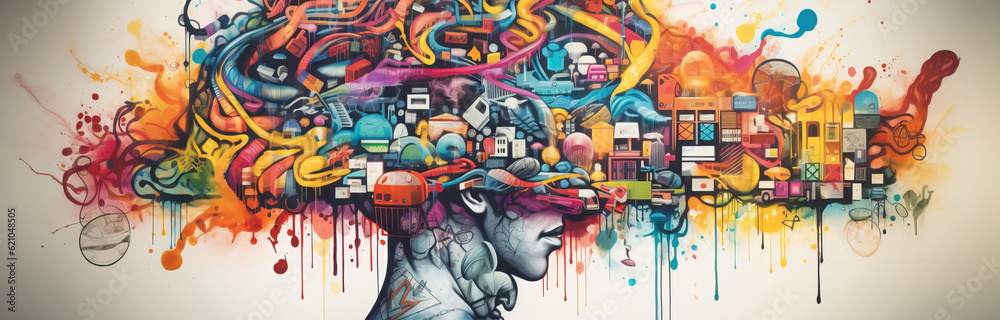 Obraz premium creativity and imagination, abstract human brains concept. generative AI