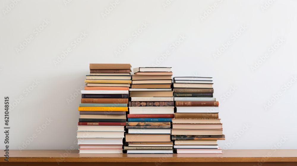 stack of books. generative AI stack of books. generative AI