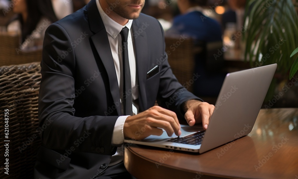 businessman working on laptop computer businessman working on laptop computer