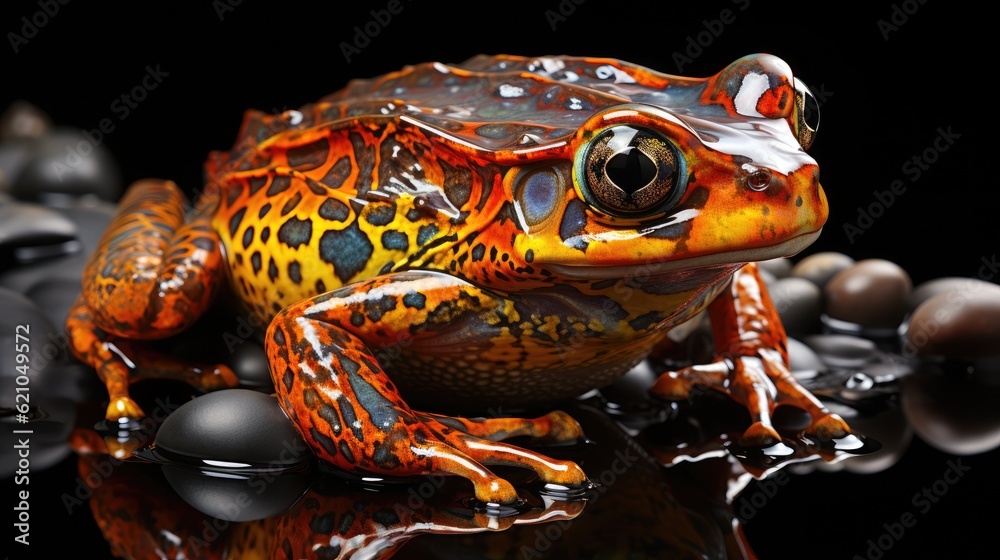 Fototapeta premium frog on the ground colorful poisonous