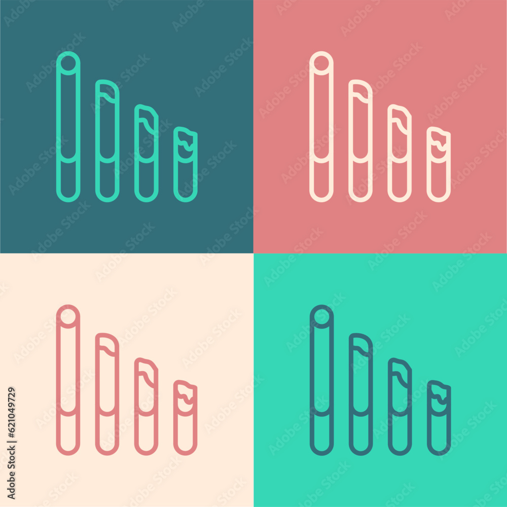 Pop art line Smoking cigarette icon isolated on color background. Tobacco sign. Vector Pop art line Smoking cigarette icon isolated on color background. Tobacco sign. Vector