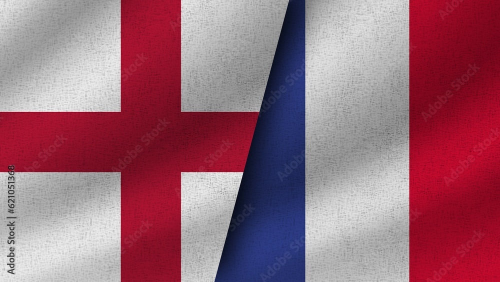 Fototapeta premium France and Denmark Realistic Two Flags Together, 3D Illustration