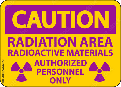 Radiation Caution Sign Caution Radiation Area, Radioactive Materials, Authorized Personnel Only