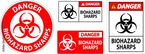 Danger Biohazard Label, Biohazard Sharps