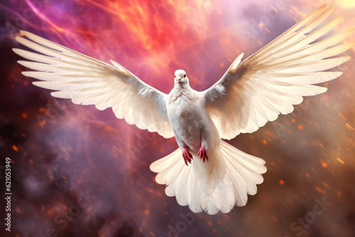 A flying dove of peace