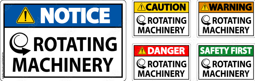 Danger Sign Rotating Machinery On White Background Danger Sign Rotating Machinery On White Background