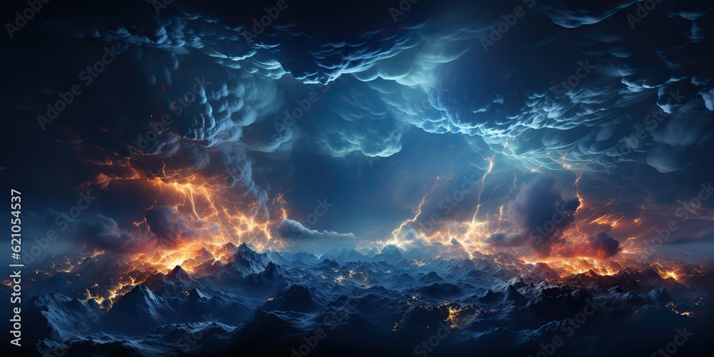 AI Generated. AI Generative. Abstract thunder storm energy light background decoration pattern rexture nature flash. Graphic Art