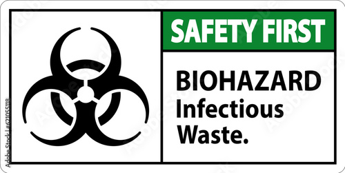 Biohazard Safety First Label Biohazard Infectious Waste