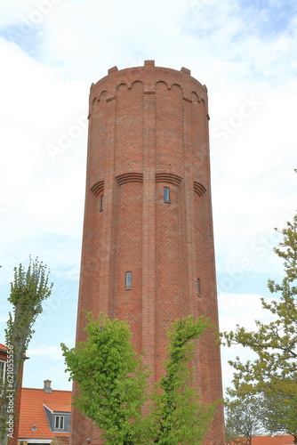 Skagen Water Tower. Skagen water tower in northern Denmark. Skagen is a port town on the Jutland peninsula and the brick water tower was constructed in 1934 and was operational until 1983.