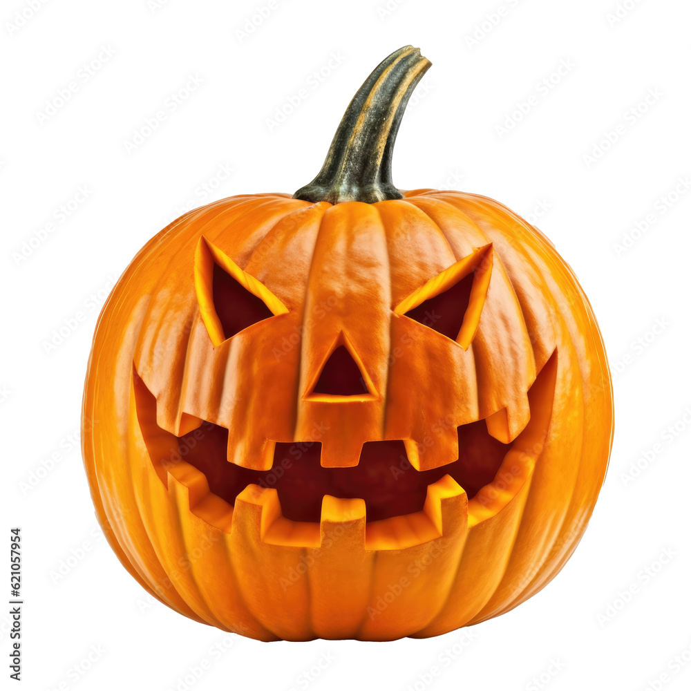Halloween pumpkin head jack o’lanterns isolated on transparent background. Generative ai Halloween pumpkin head jack o’lanterns isolated on transparent background. Generative ai