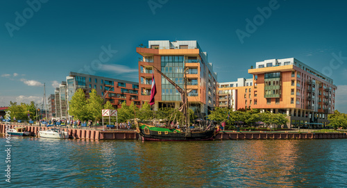 old sailing ship against the background of modern architecture in gdansk © Jurand
