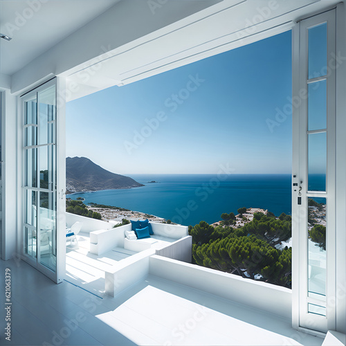 Modern minimalist luxury Villa. AI generated illustration