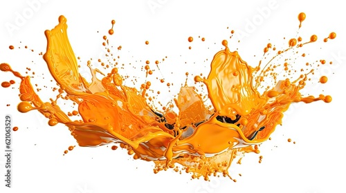 orange splash isolated on a white backdrop. made using generative AI tools