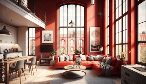 the living room of a beautiful loft apartment © Sndor