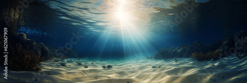 Underwater ocean scene background. Generative AI.