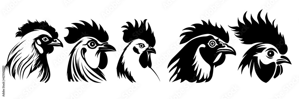 Chicken silhouettes set, large pack of vector silhouette design, isolated white background Chicken silhouettes set, large pack of vector silhouette design, isolated white background