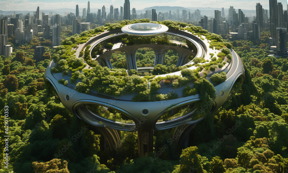 Futuristic and sustainable city idea.