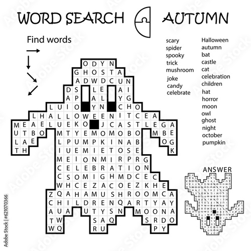 Quadro su tela Word Search Crossword Puzzle