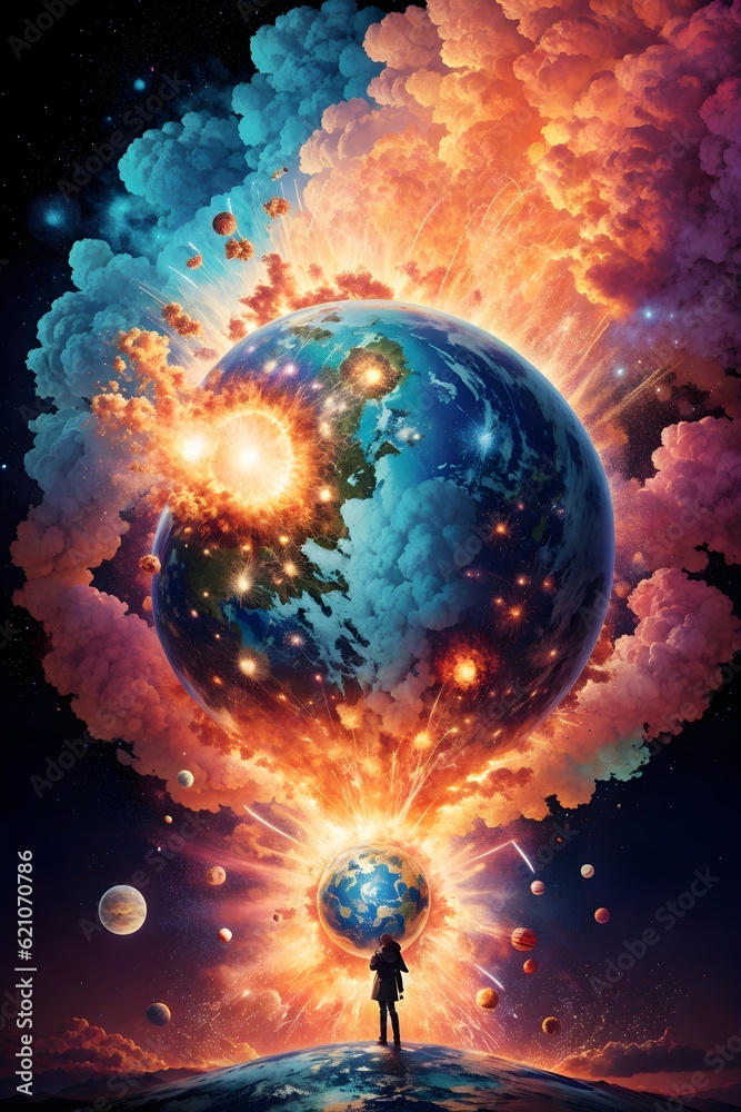 AI illustration of annual collective mind concept art, exploding mind ...