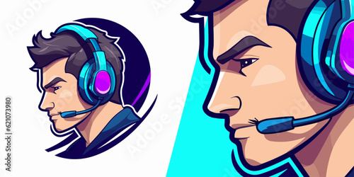 Unleash the Power of a Gamer Guy Mascot Logo: Perfect for Sport & Esport Teams Seeking a Modern Illustration Concept, Badges, Emblems & T-shirt Printing