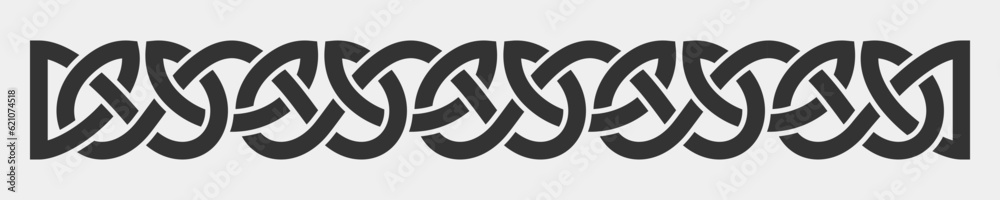 Celtic weaving interlaced black lines border