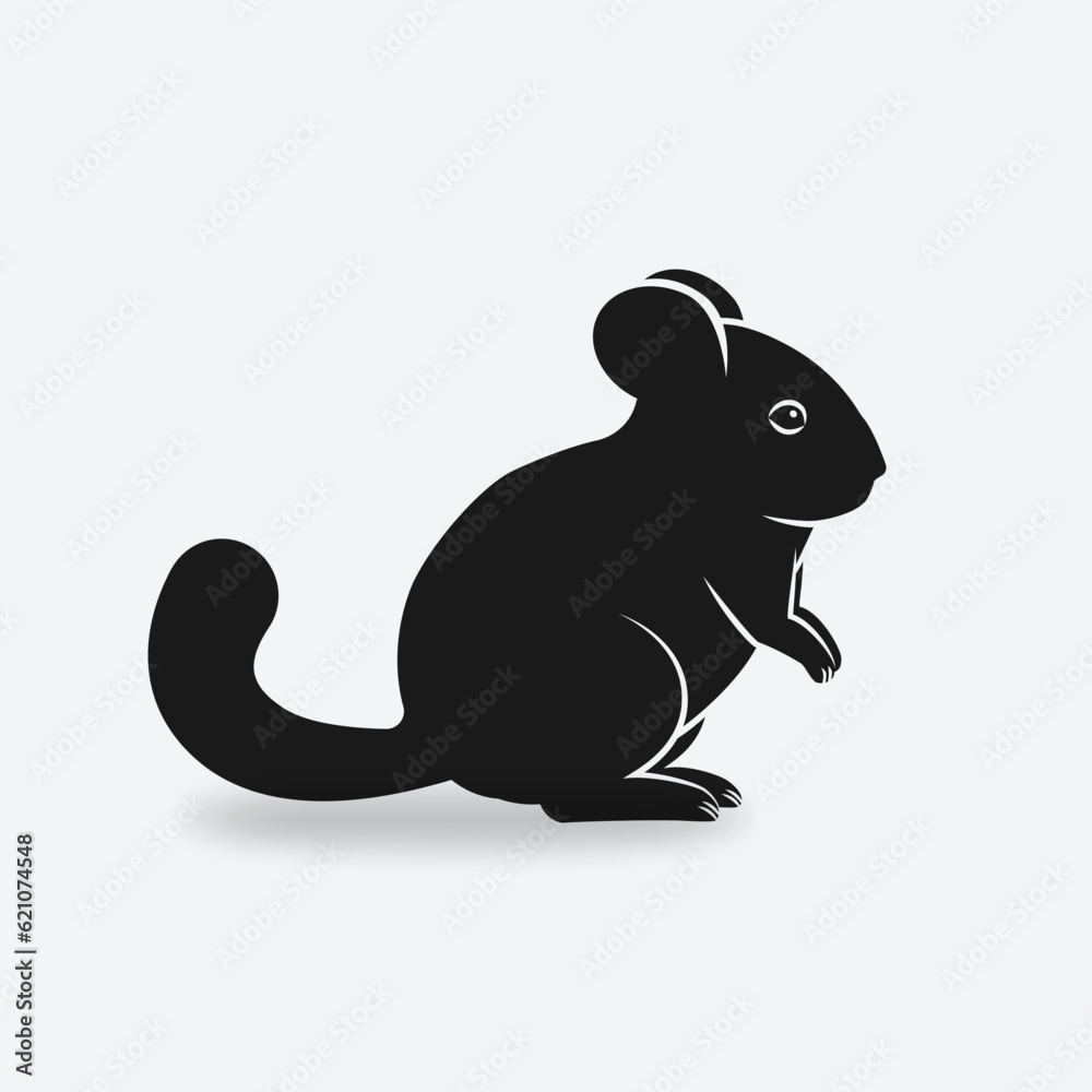 Chinchilla pet black silhouette on white background