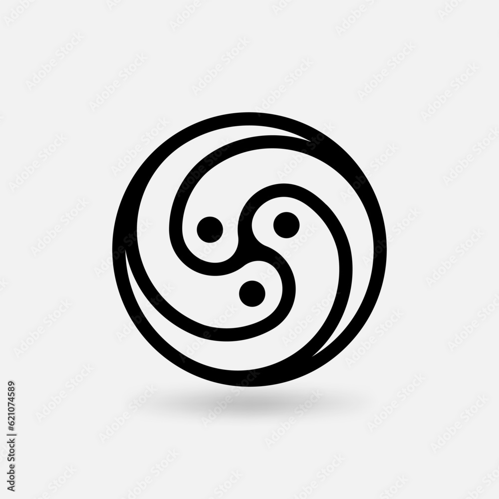 Gankyil Tibetan Symbol. Three swirling and interconnected blades Gankyil Tibetan Symbol. Three swirling and interconnected blades