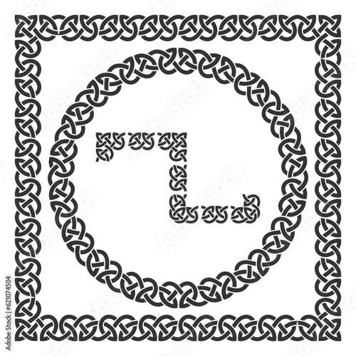 Celtic pattern. Set for creating frames and border with corner elements