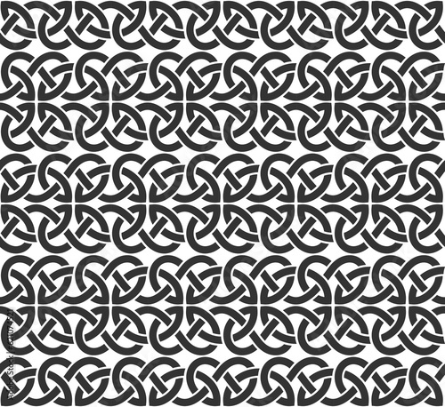 Celtic weaving interlaced black lines seamless pattern