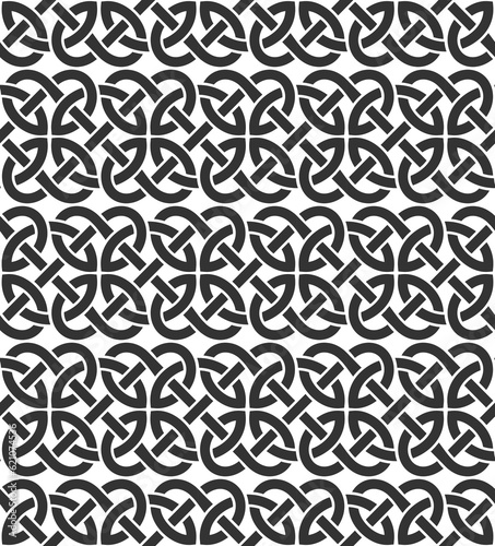 Celtic weaving interlaced black lines seamless pattern
