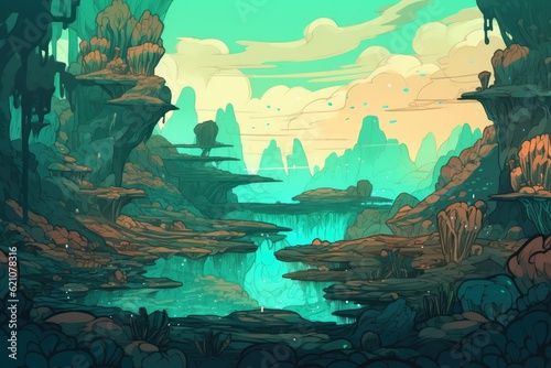Background of a bright, hand-drawn environment. made using generative AI tools