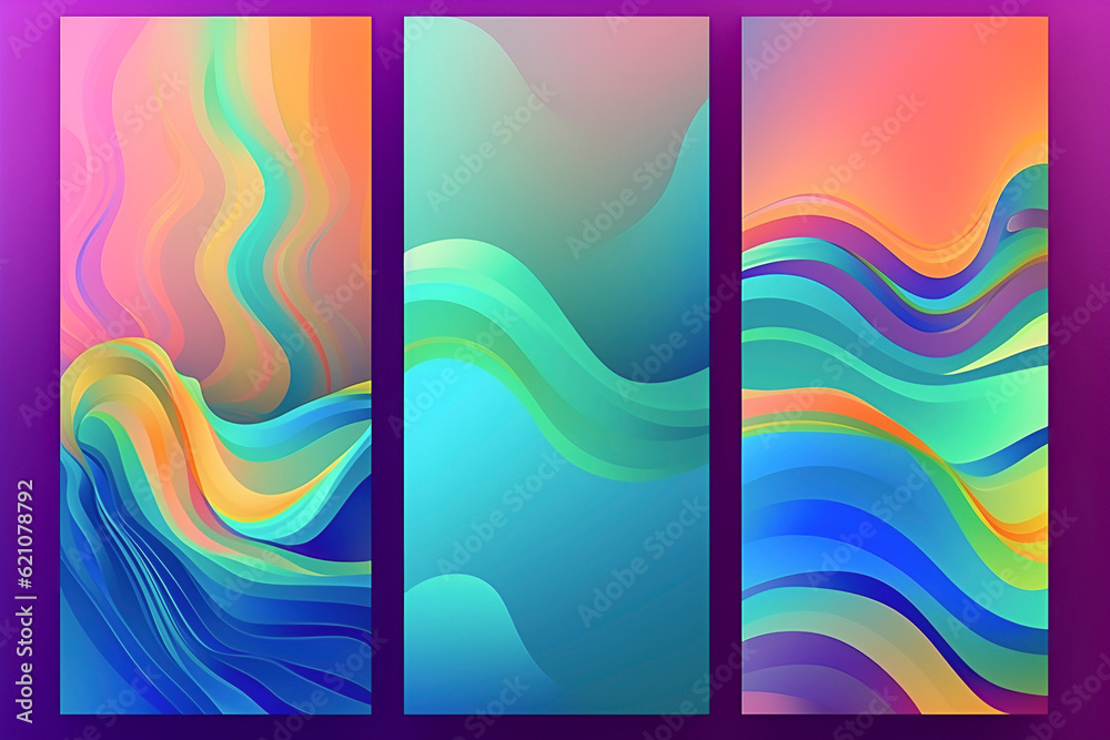 elements in bed soothing shades with LED backlighting. Abstract futuristic background. generated AI
