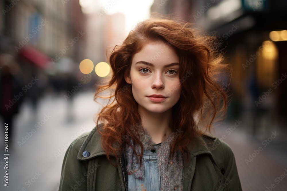 Street Portrait of Young Woman Lady. Generative AI Street Portrait of Young Woman Lady. Generative AI