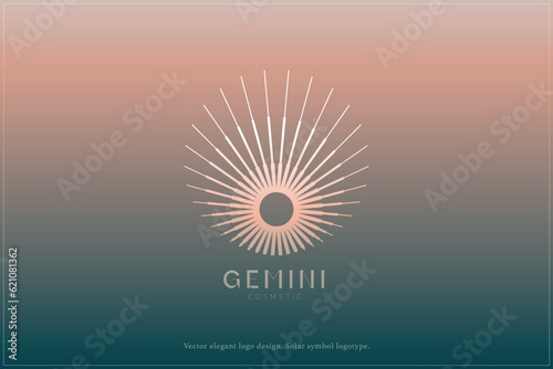 Celestial logo design, Star logotype, Planet, Space, Universe, Minimal Minimalistic, Sun, Rays, Satelite emblem